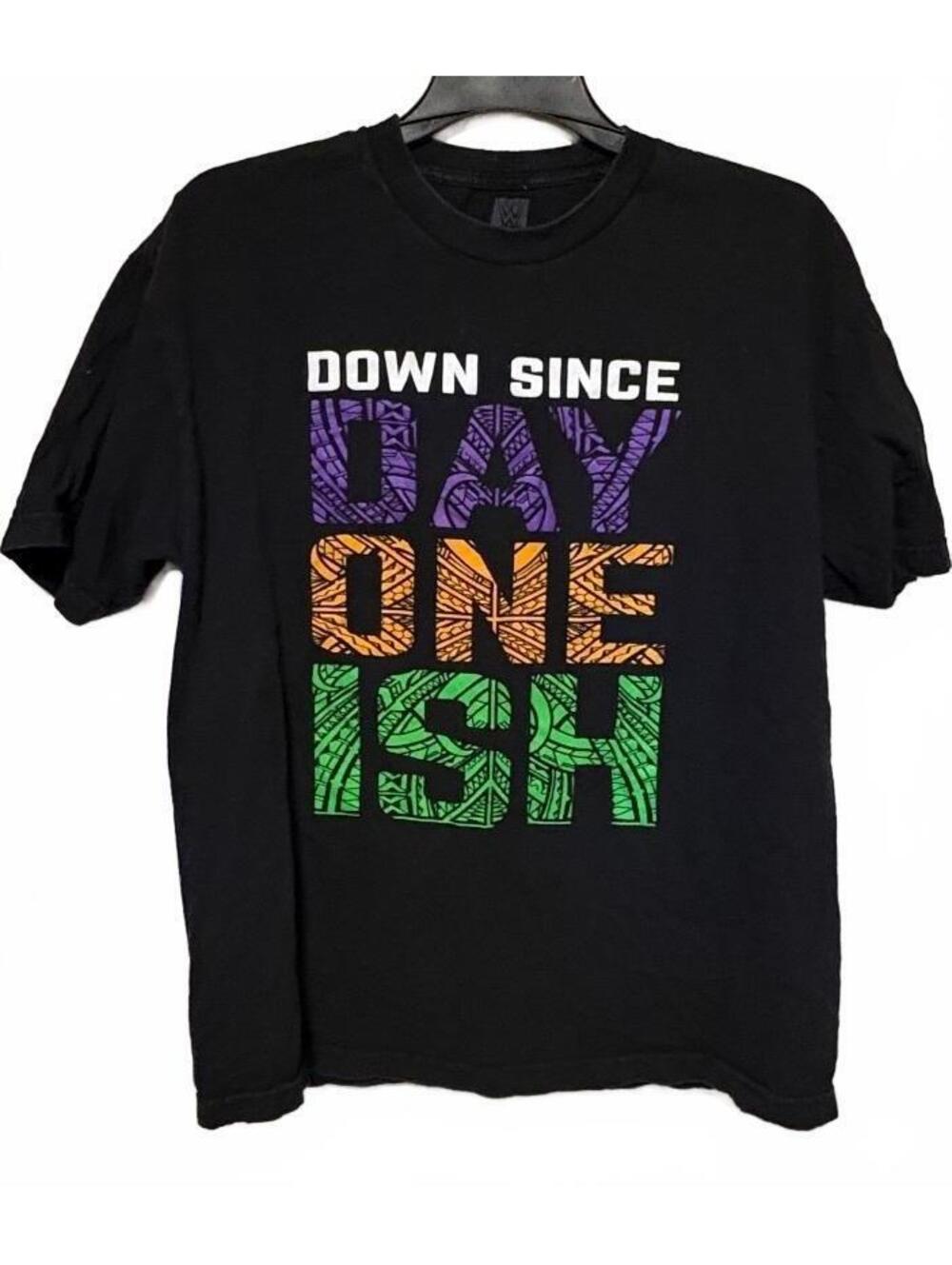 WWE Authentic XL Black T-Shirt with 'Down Since Day One Ish' and WrestleMania 30